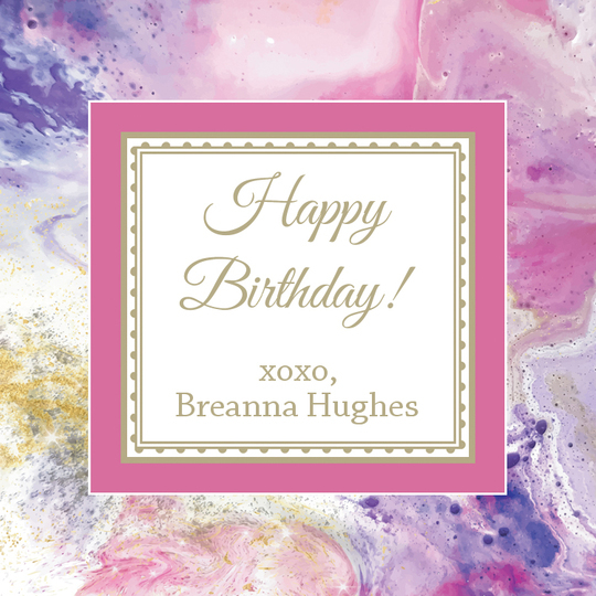 Purple Watercolor Square Gift Stickers